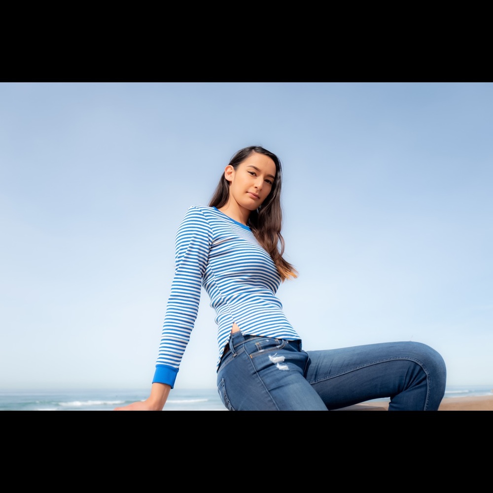 Long Sleeve Shimmer Strip Tee